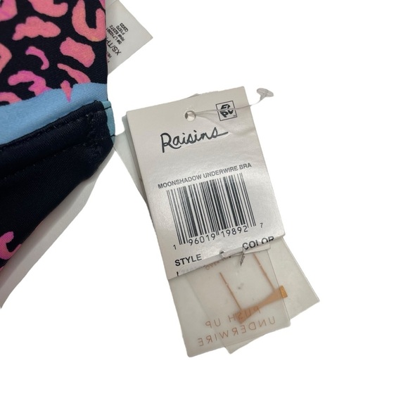 Raisins Moonshadow Printed Underwire Bikini Top Black Floral Animal Print XS New - Picture 4 of 7